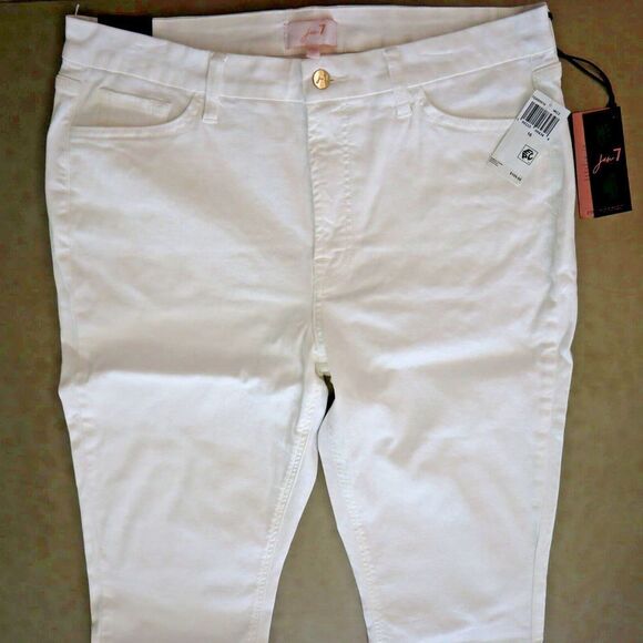 Jen 7 Women's Sz 16 White High Waist Chew Hem Crop Ankle Straight Jeans $109 - Picture 6 of 10